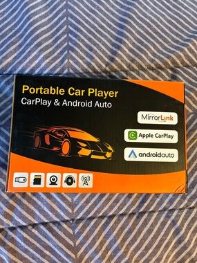 Portable Car Player with CarPlay & Android Auto - Black/Orange